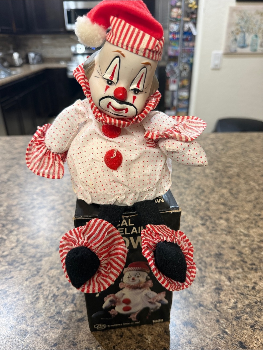 Red & White Clown Figurine Decorative Accent